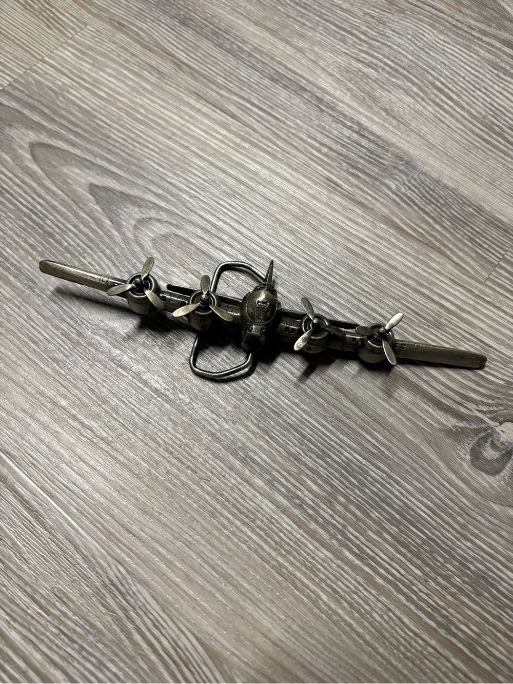 Vintage 1979 Bergamot Brass Works Pewter Belt Buckle Airplane Propellers 7"